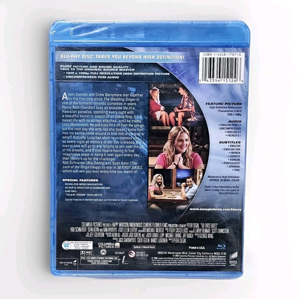 50 First Dates (Blu-ray Disc, 2006, Widescreen) Brand New Sealed - Picture 2 of 3